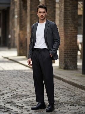 EUC Armani Size 44 (US32-33) Black Pleated Trousers!